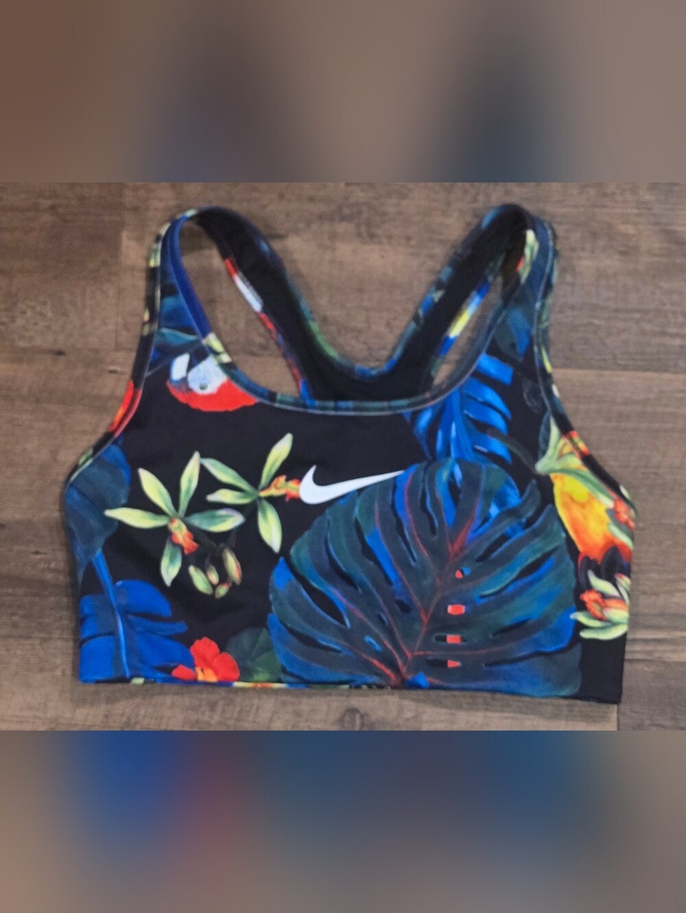 Nike Tropical Print Racerback Tank Top - Black, Blue & Green